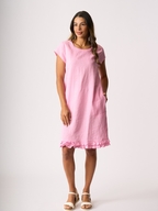 Foil Ruffle Dreams Linen Dress