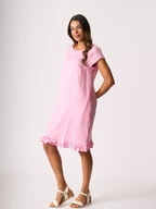 Foil Ruffle Dreams Linen Dress