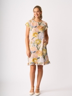 Foil Ruffle Dreams Linen Dress