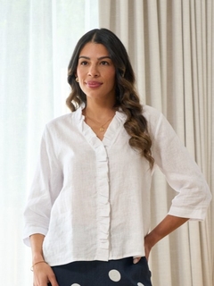 Foil Total Frill Linen Shirt-style-MCRAES