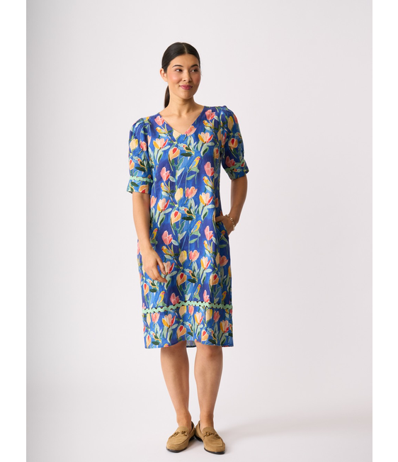 Foil Linen Trim Time Dress