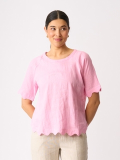 Foil Scalloped Linen Top-style-MCRAES
