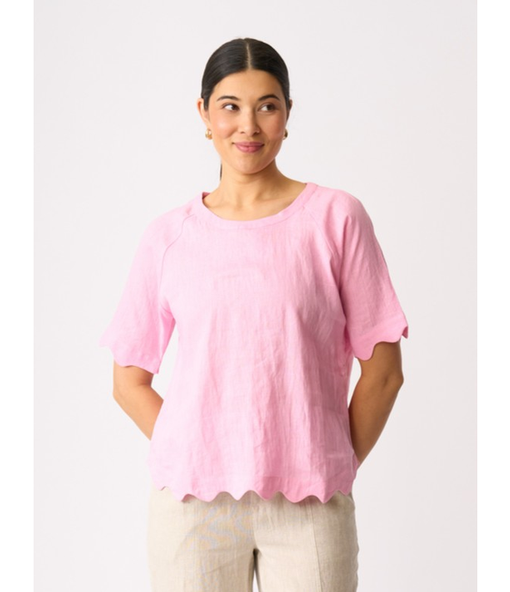 Foil Scalloped Linen Top
