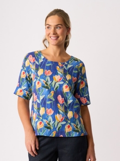 Foil Linen Pleat Back Top-style-MCRAES