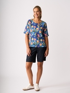 Foil Linen Pleat Back Top