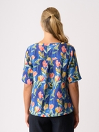 Foil Linen Pleat Back Top