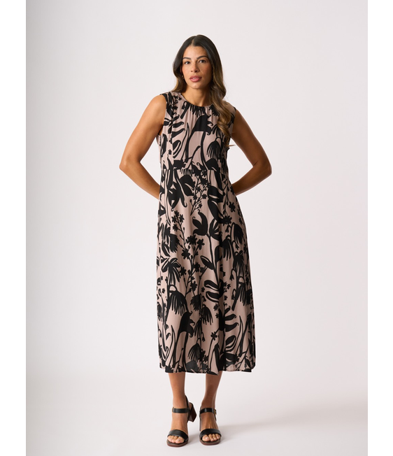 Foil Panel Flare Dress