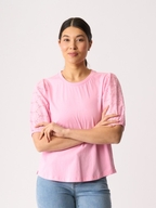 Memo Broderie Sleeve Top