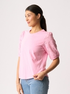 Memo Broderie Sleeve Top