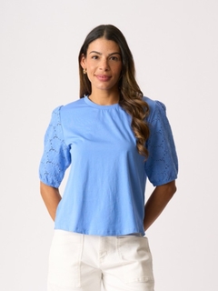 Memo Broderie Sleeve Top-style-MCRAES