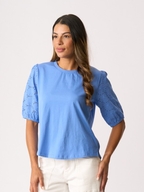 Memo Broderie Sleeve Top