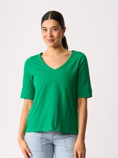 Esplanade V Neck Elbow Sleeve Tee-style-MCRAES